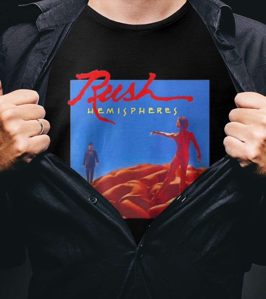 Rush Hemispheres Album Cover Artwork With Brain T-Shirt