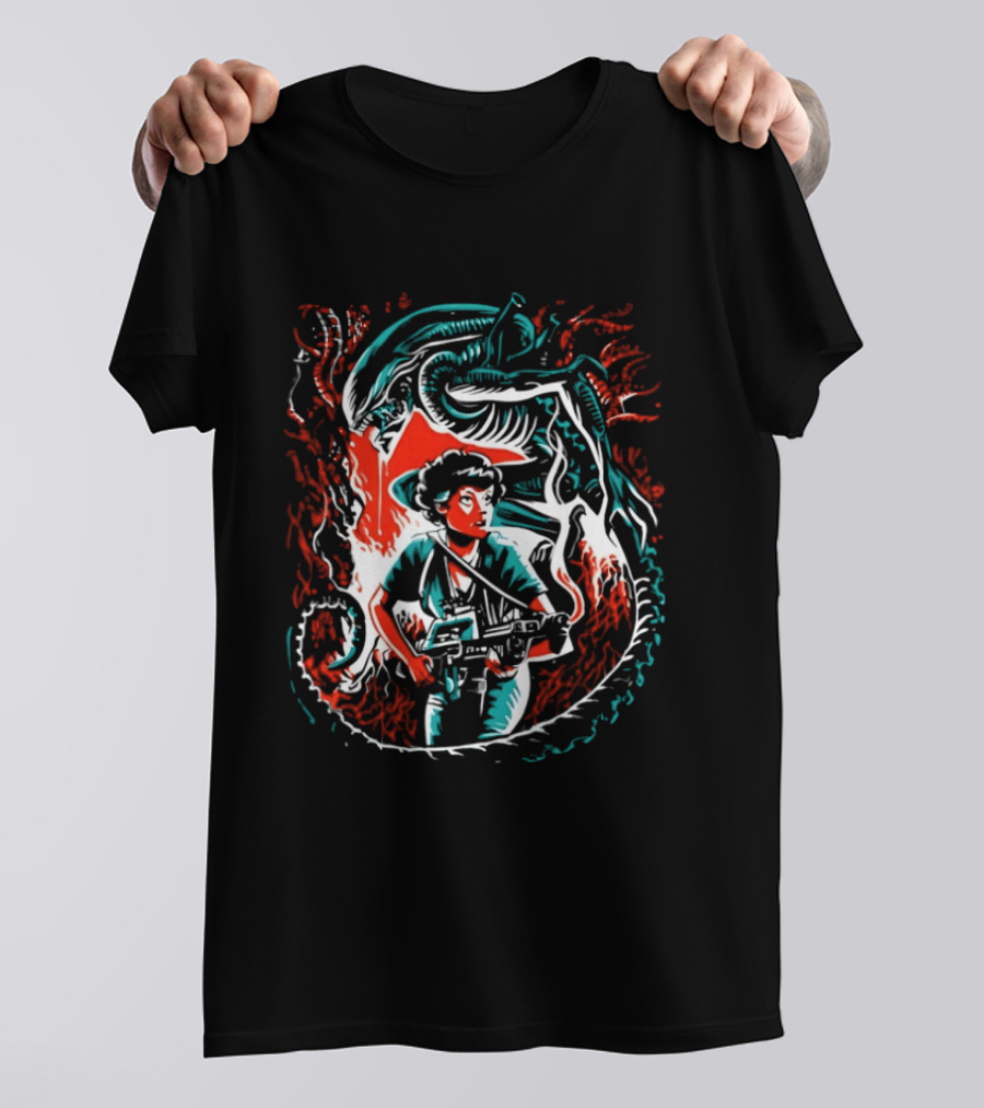 Alien Ripley Xenomorph Hunter Hunted Iconic Sci Fi Battle T-Shirt