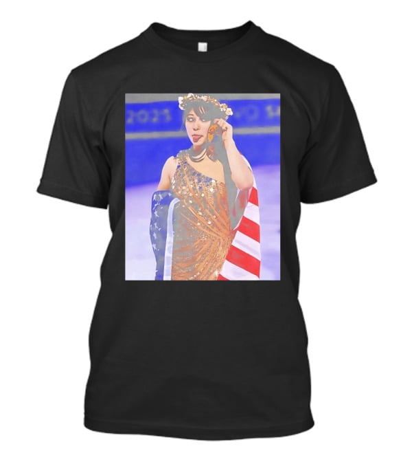 Alysa Liu Gold Medal USA Team Celebration With American Flag T-Shirt