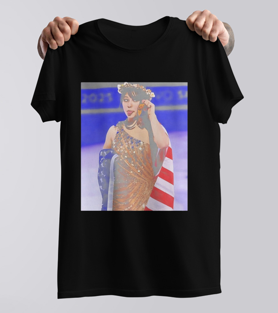 Alysa Liu Gold Medal USA Team Celebration With American Flag T-Shirt