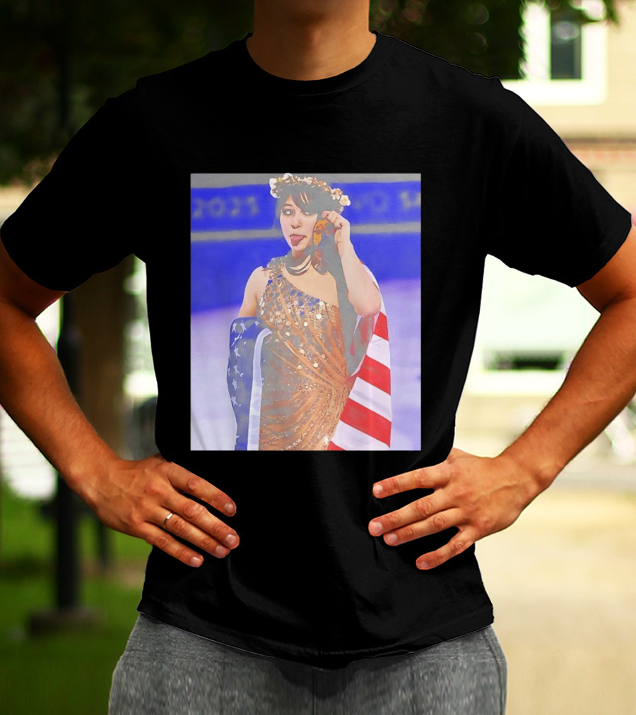 Alysa Liu Gold Medal USA Team Celebration With American Flag T-Shirt