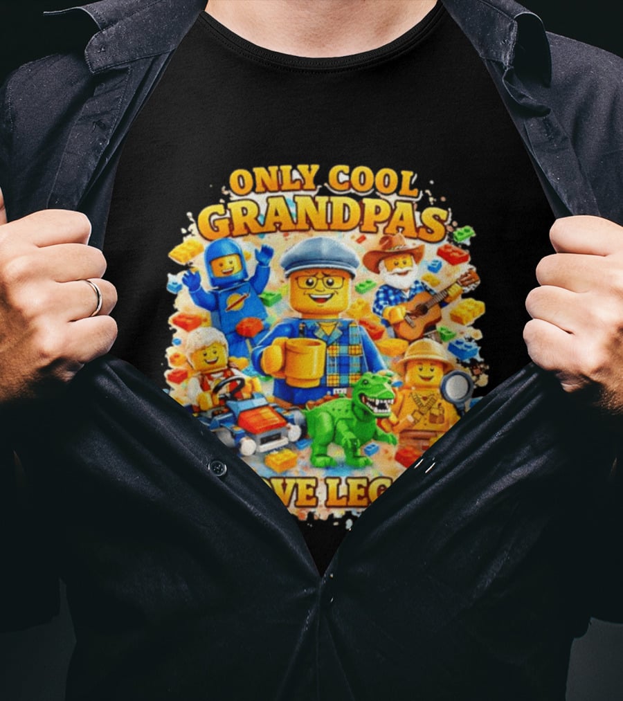 Only Cool Grandpas Love Lego With Fun Characters And Playful Themes T-Shirt