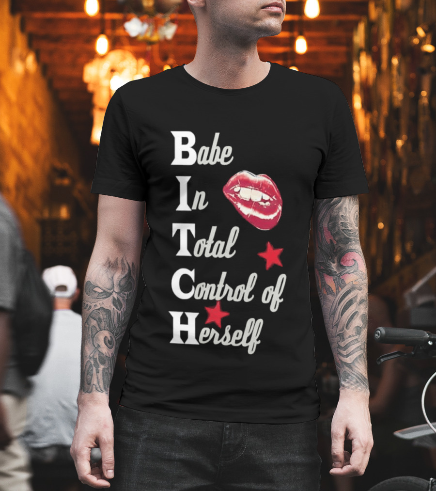 Babe In Total Control Of Herself Lips Red Stars T-Shirt