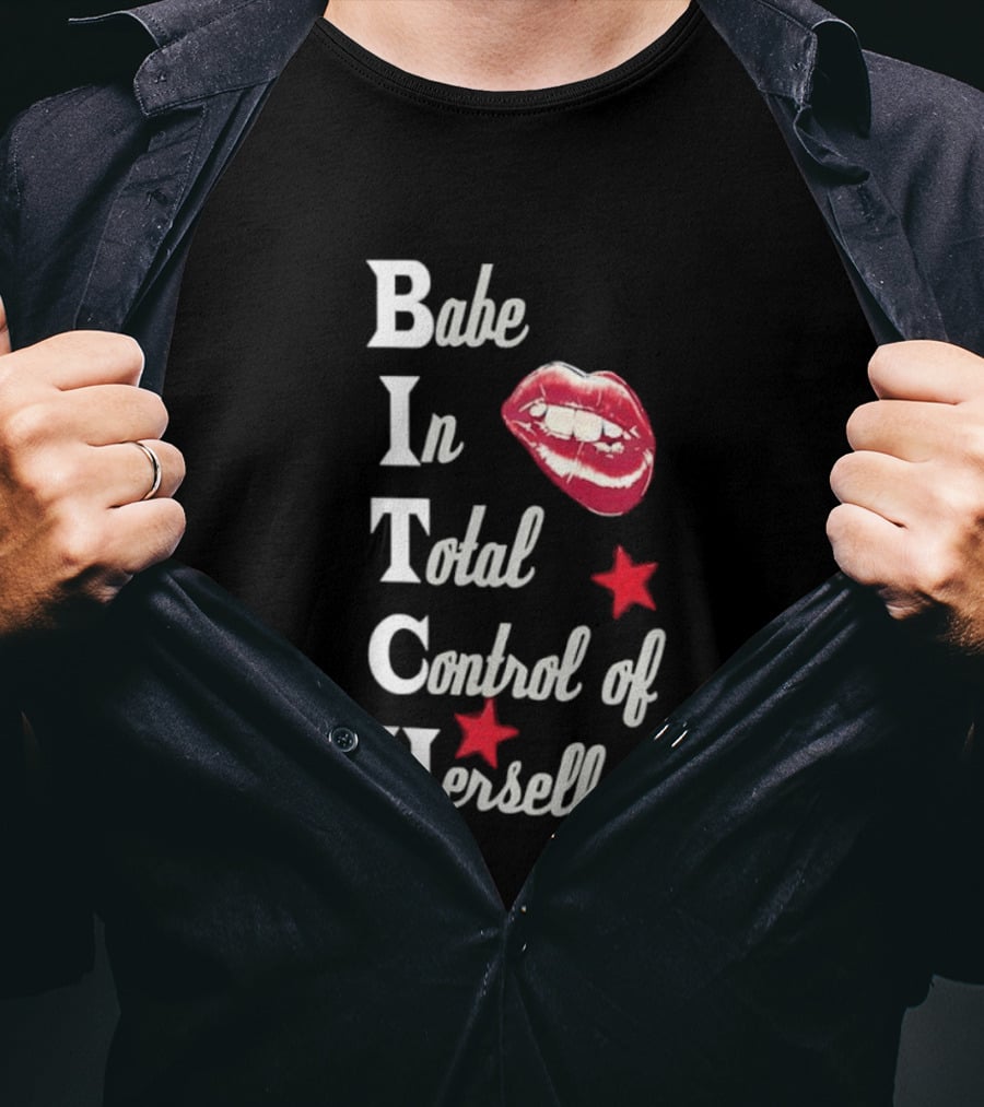 Babe In Total Control Of Herself Lips Red Stars T-Shirt