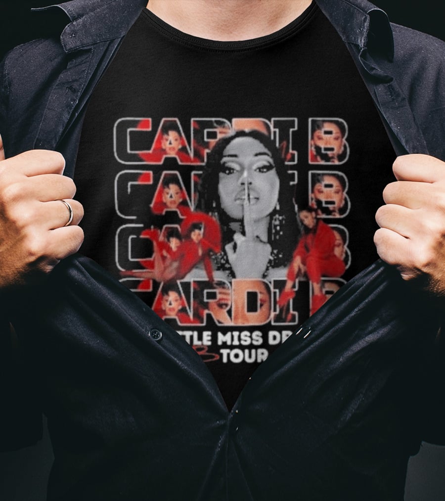 Cardi B Little Miss Drama Tour 2026 Red Glamour T-Shirt
