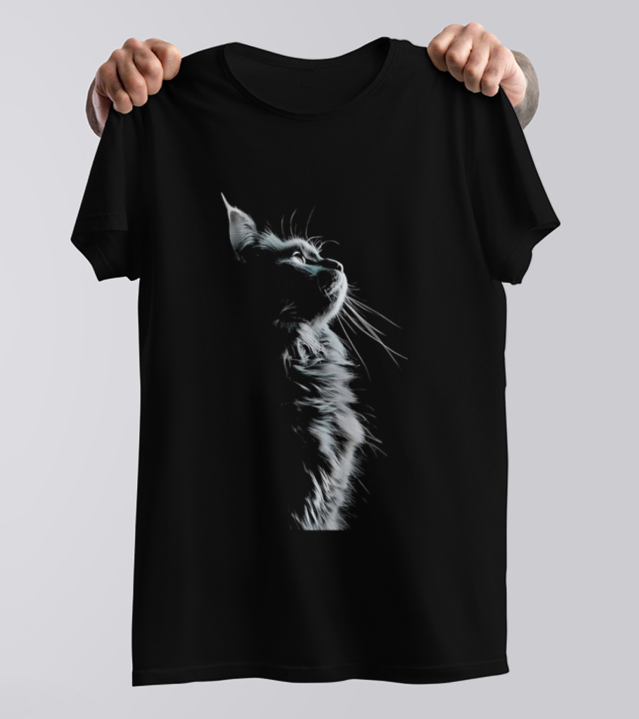 Cat Light And Shadow White Silhouette Feline T-Shirt