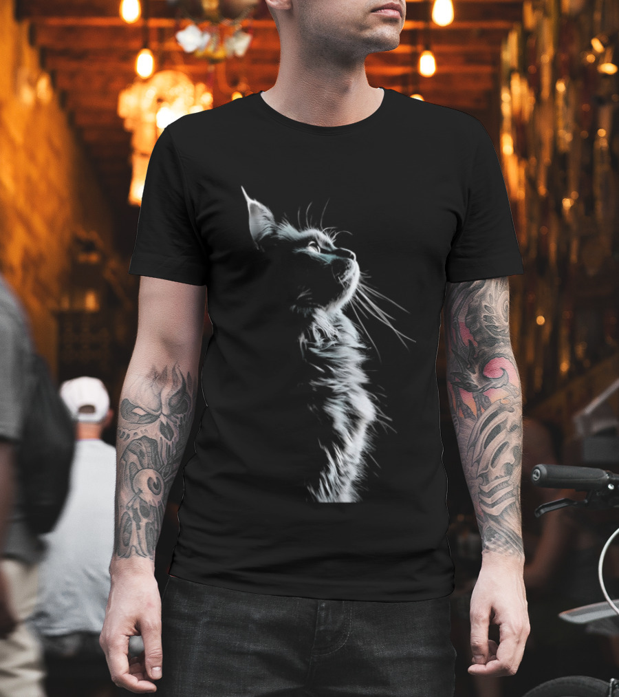 Cat Light And Shadow White Silhouette Feline T-Shirt