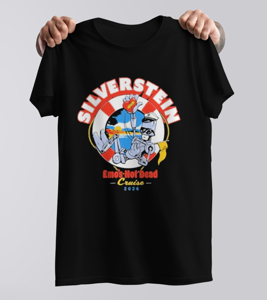 Silverstein Emo's Not Dead Cruise 2026 Lifebuoy And Ocean Waves T-Shirt