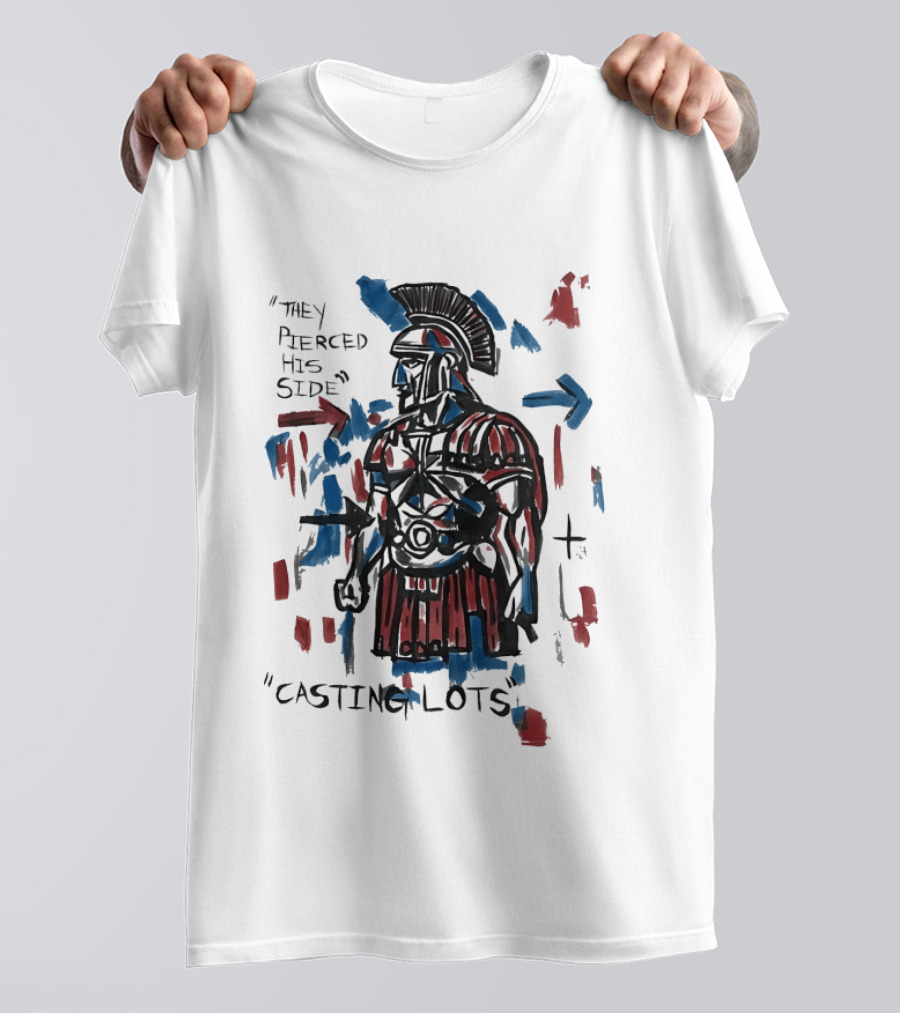 They Pierced His Side Casting Lots Roman Soldier T-Shirt