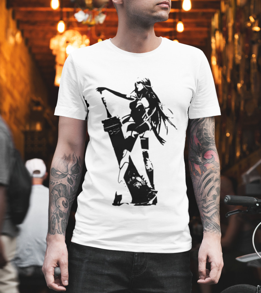 Weathered Nier Automata A2 Silhouette Black T-Shirt