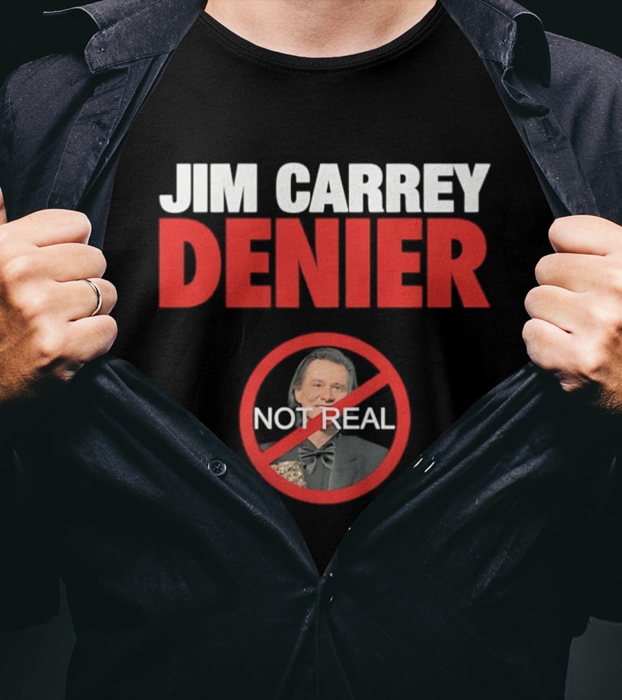 Jim Carrey Denier Not Real Image Circular Crossed Out T-Shirt