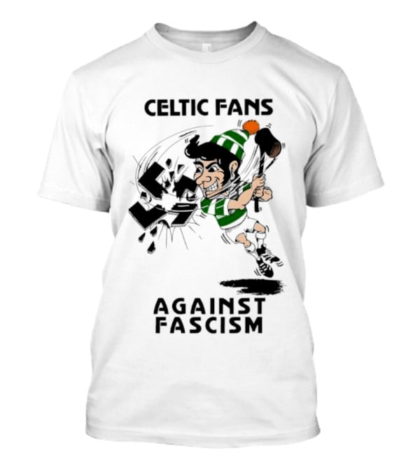Celtic Fans Against Fascism Irish Character And Broken Swastika T-Shirt