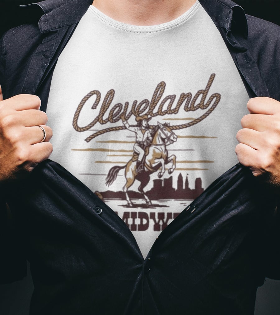 Cleveland Wild Midwest Cowgirl Roping Skyline Adventure T-Shirt