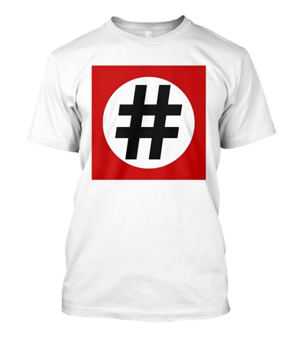 Hashtag Symbol Black On Red Square T-Shirt