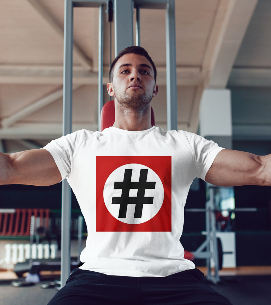 Hashtag Symbol Black On Red Square T-Shirt