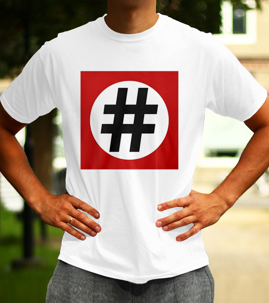 Hashtag Symbol Black On Red Square T-Shirt