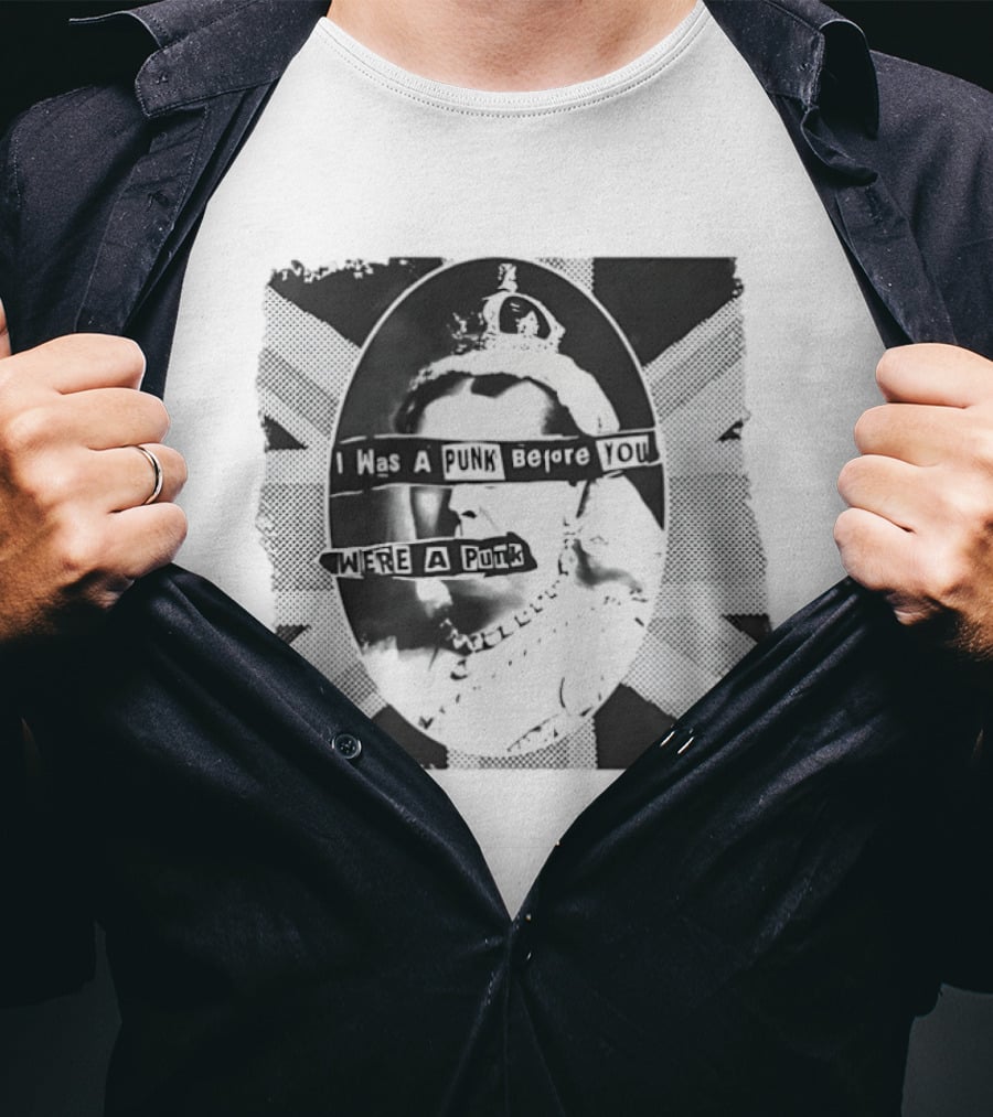 I Was A Punk Before You Were A Punk Queen Collage British Flag T-Shirt