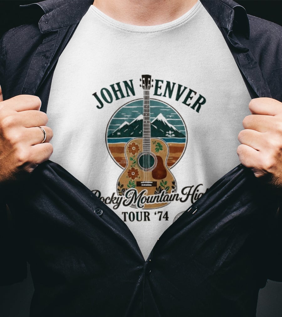 John Denver Rocky Mountain High Tour '74 Vintage Guitar T-Shirt