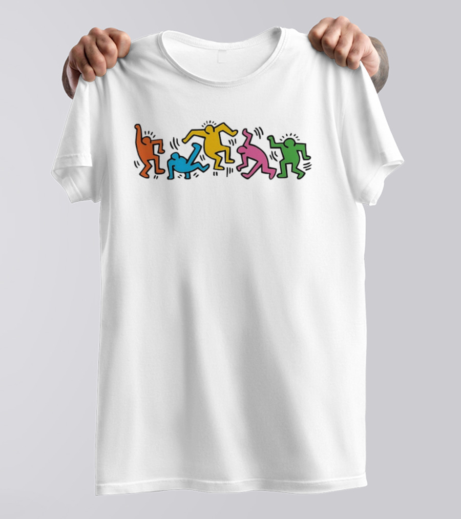Keith Haring Dancing Figures Colorful Celebration Forever T-Shirt