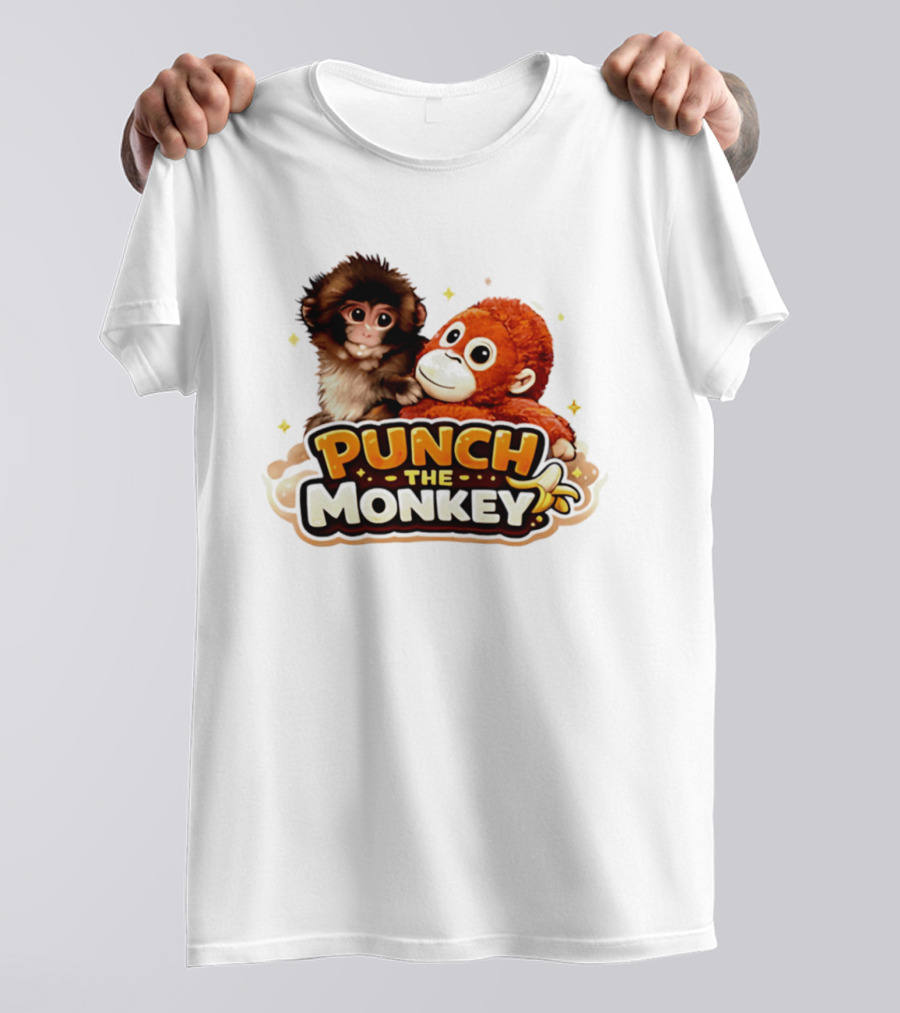 Punch The Monkey Cute Plush Cartoon T-Shirt