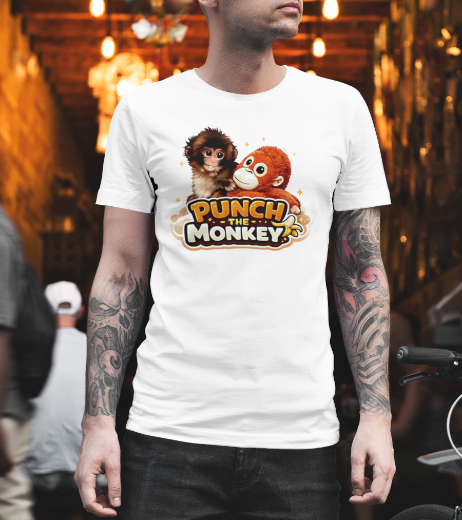 Punch The Monkey Cute Plush Cartoon T-Shirt