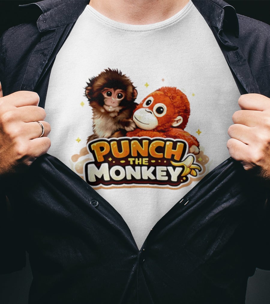 Punch The Monkey Cute Plush Cartoon T-Shirt