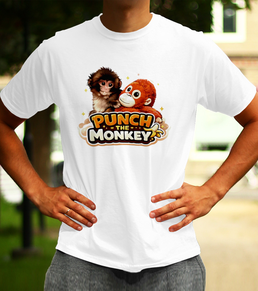 Punch The Monkey Cute Plush Cartoon T-Shirt