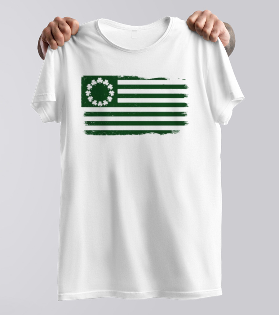 Betsy Ross Flag With Shamrock Circle Stars T-Shirt
