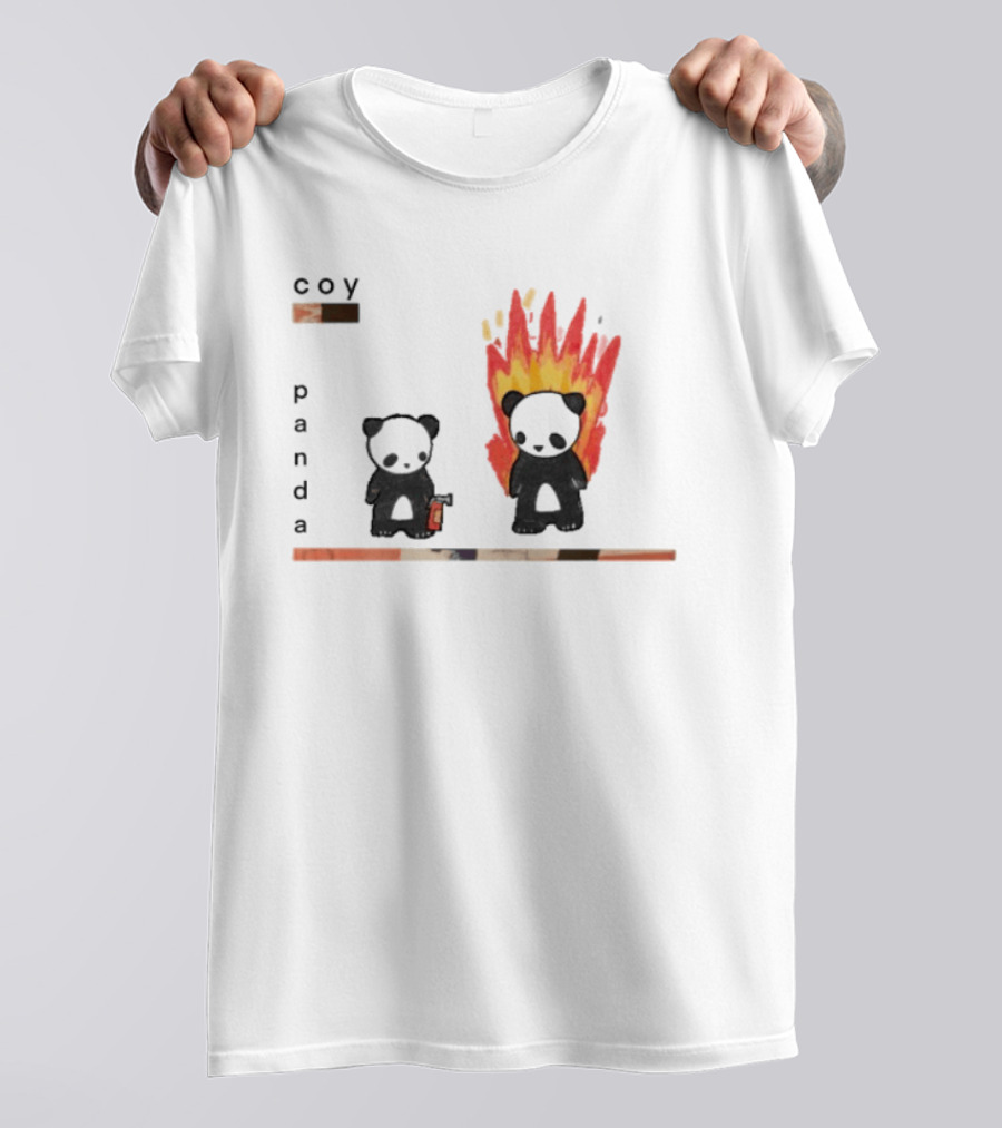 Coy Panda Fire And Calm Contrast T-Shirt
