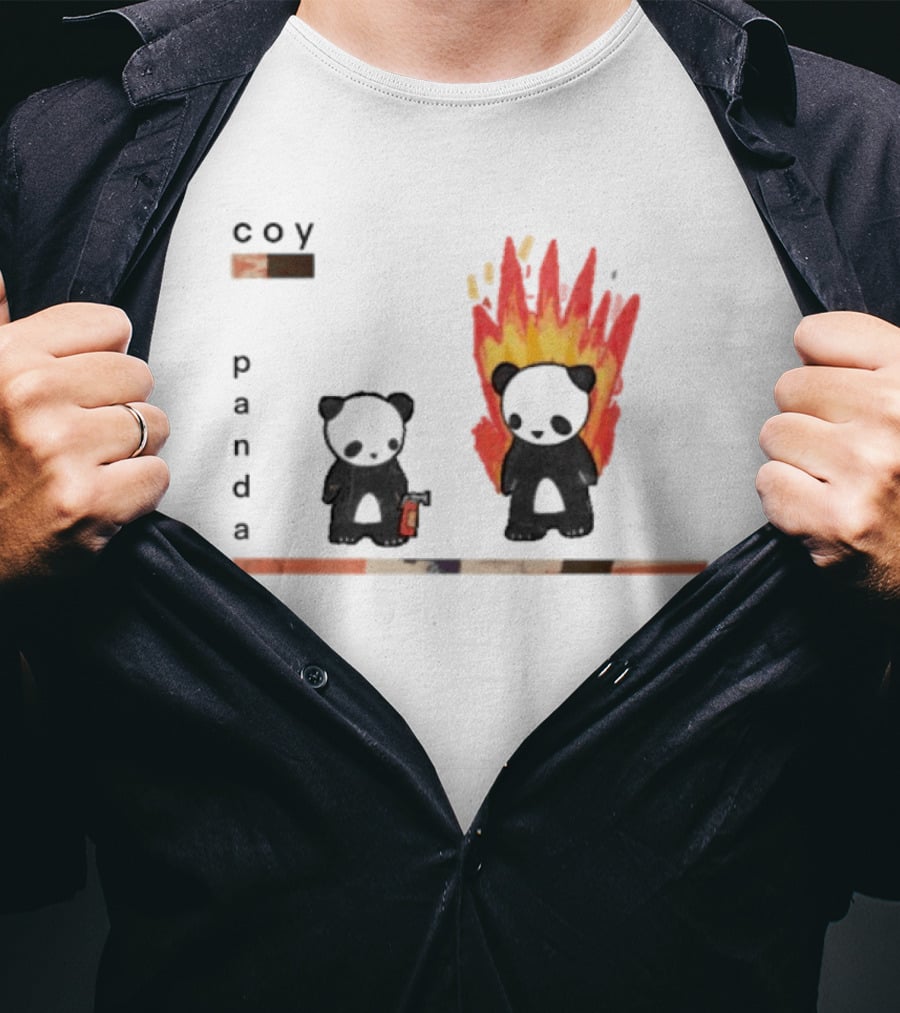 Coy Panda Fire And Calm Contrast T-Shirt