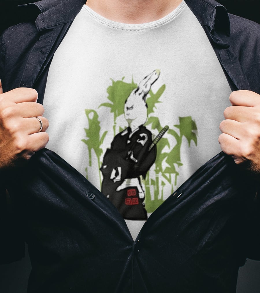 Samurai Rabbit Jeremy Peep Show Bamboo Warrior T-Shirt