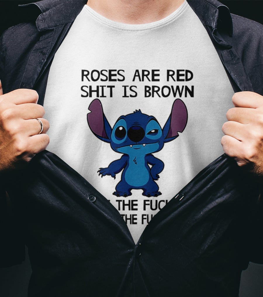 Stitch Roses Are Red Shit Is Brown T-Shirt