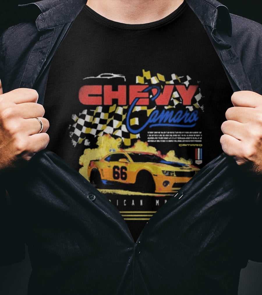 Chevy Camaro 55 American Muscle Race Car Faded Chevrolet T-Shirt