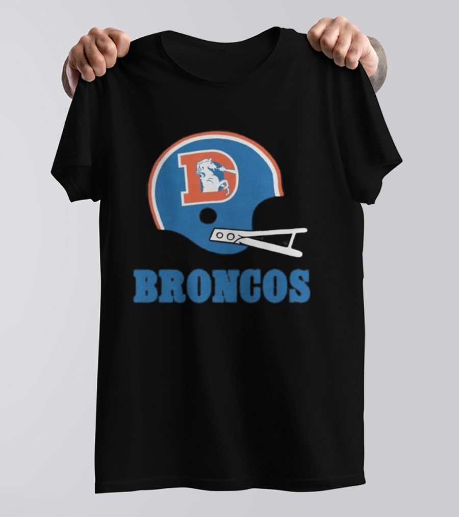 Denver Broncos Retro Football Helmet Graphic Broncos T-Shirt