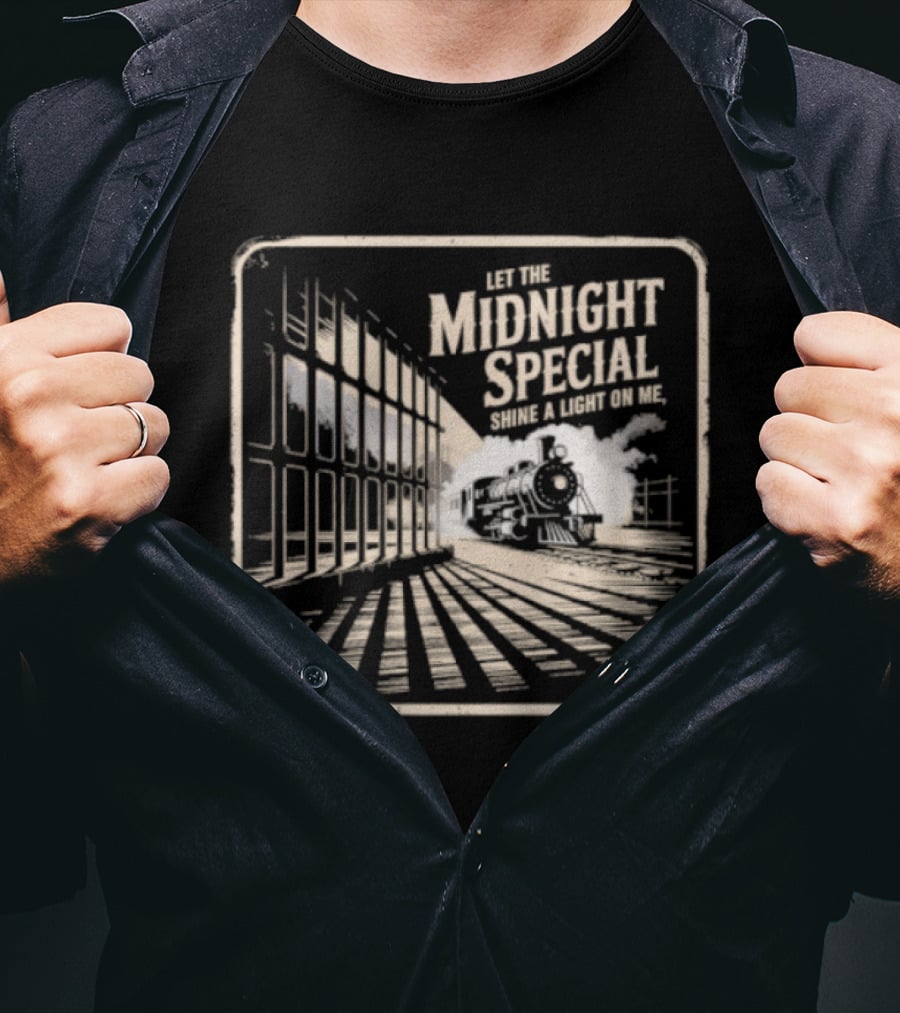 Let The Midnight Special Shine A Light On Me Train Illustration Classic Song Reference T-Shirt