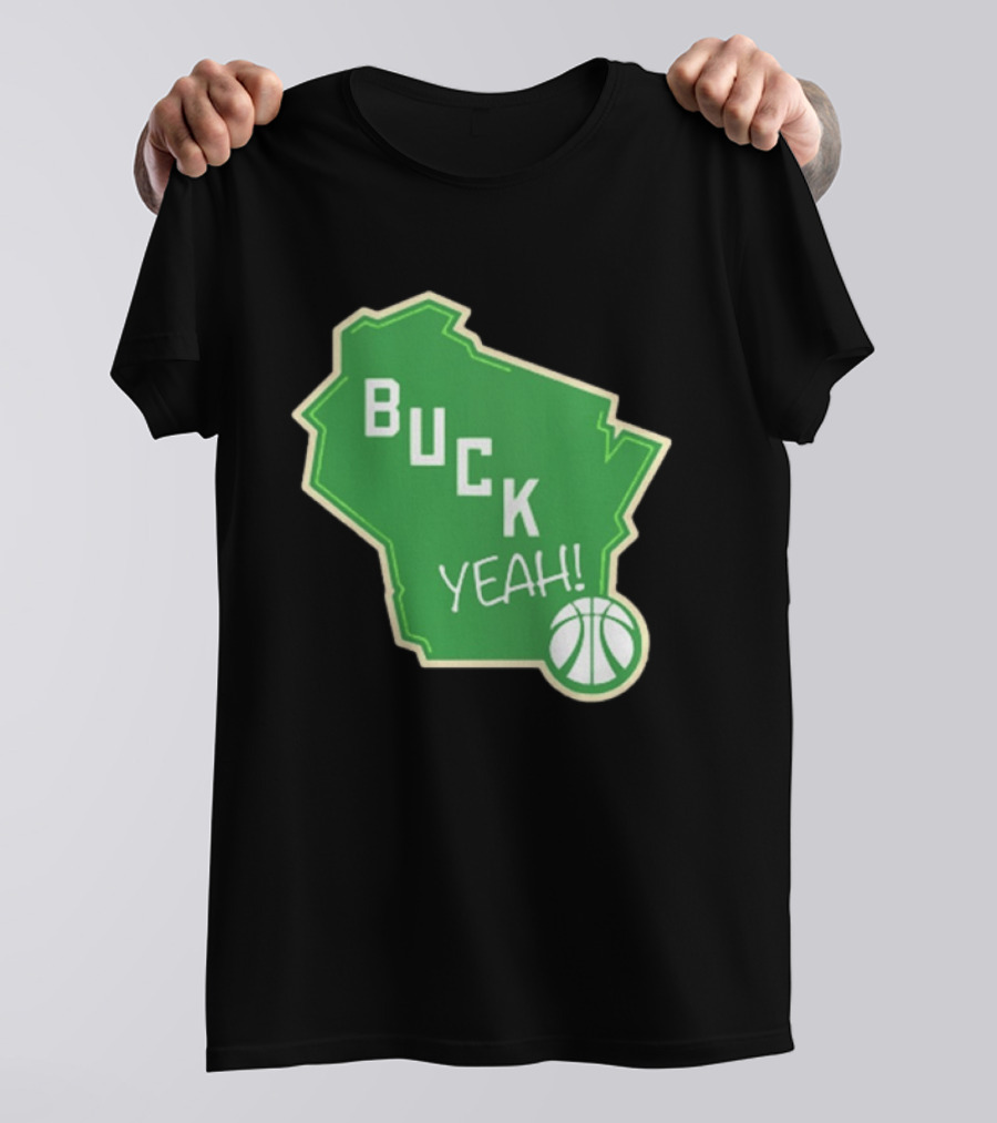 Buck Yeah Milwaukee Basketball Green Map T-Shirt