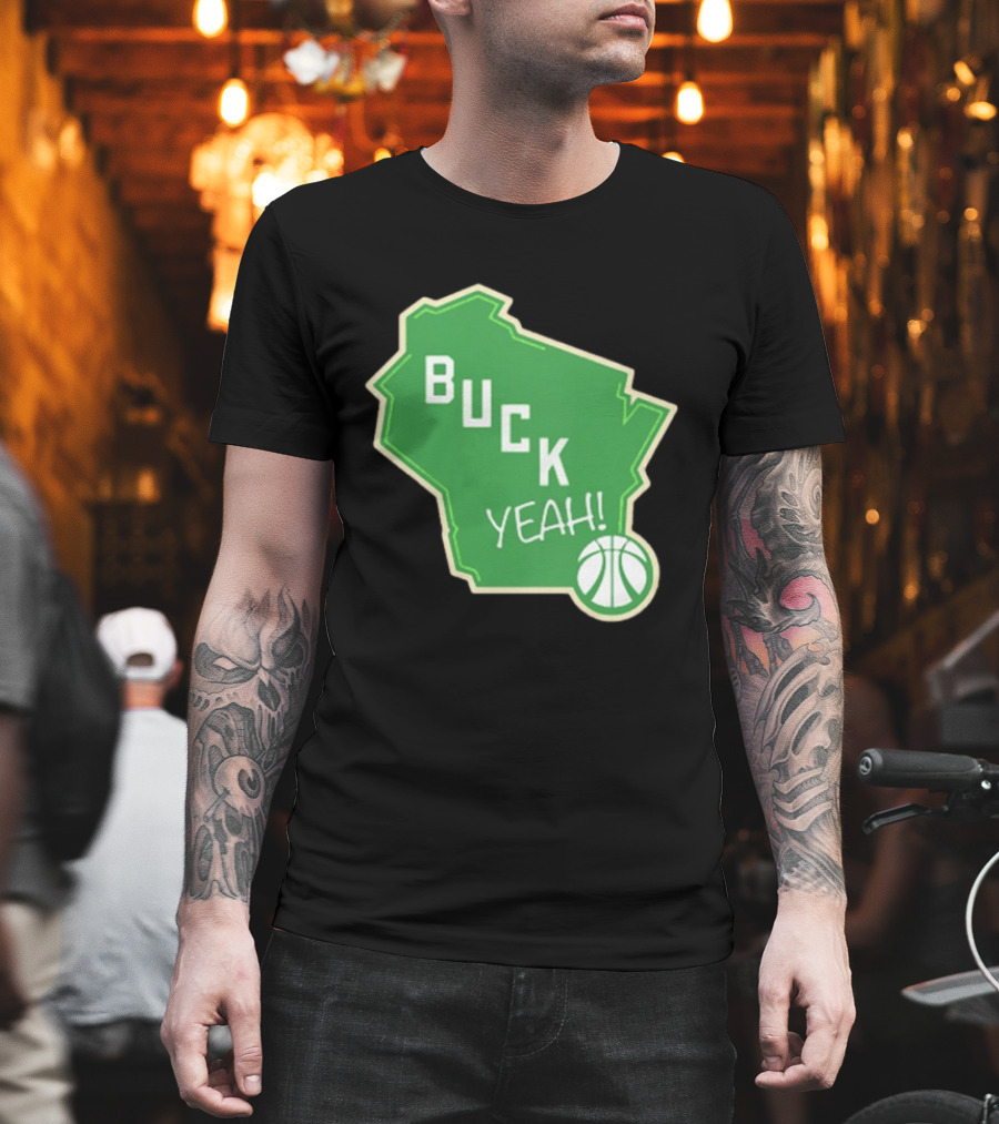 Buck Yeah Milwaukee Basketball Green Map T-Shirt
