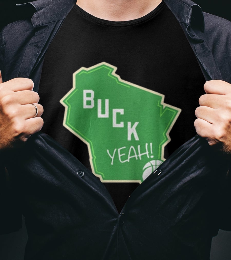 Buck Yeah Milwaukee Basketball Green Map T-Shirt
