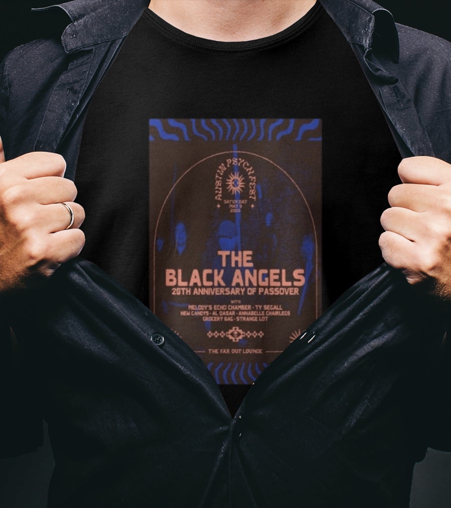 Austin Psych Fest The Black Angels 20th Anniversary Of Passover May 9 2026 T-Shirt