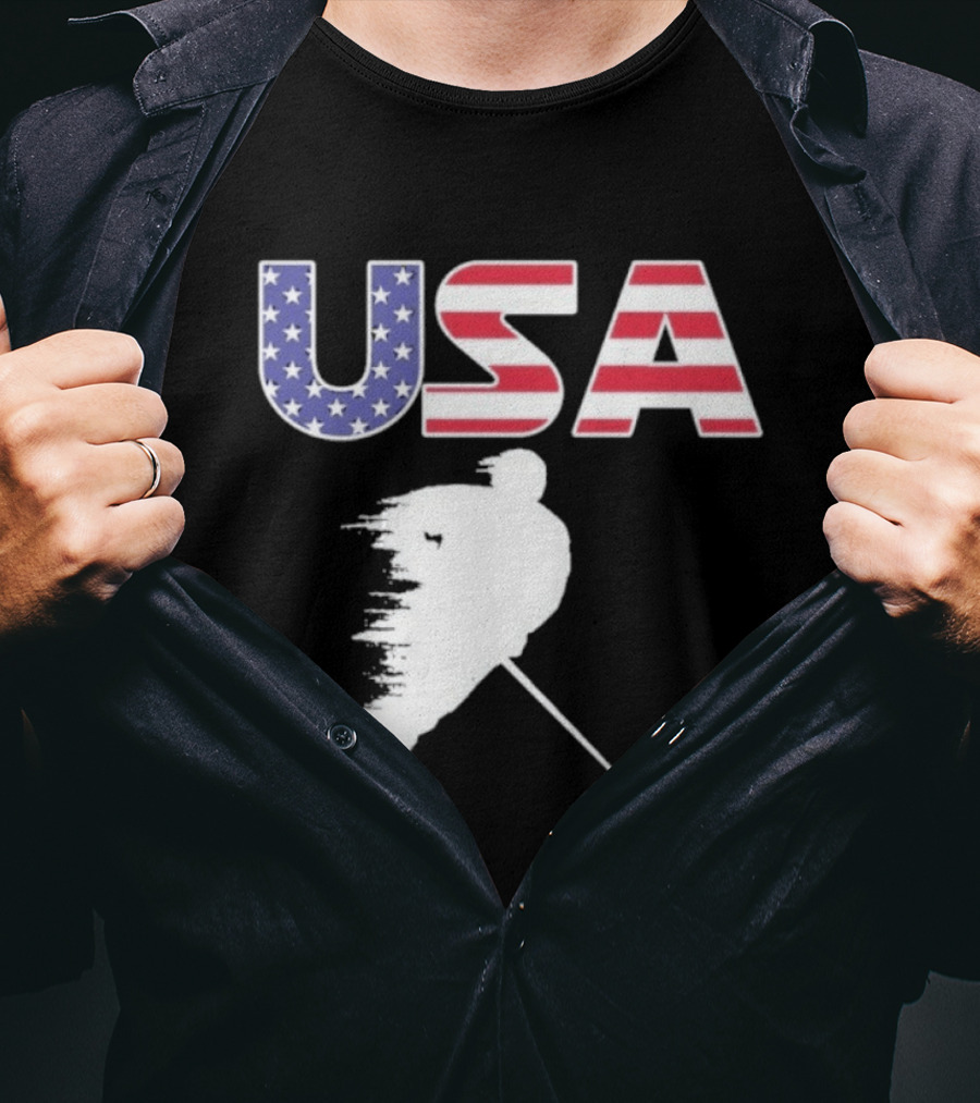 USA Stars And Stripes Ice Hockey Player T-Shirt