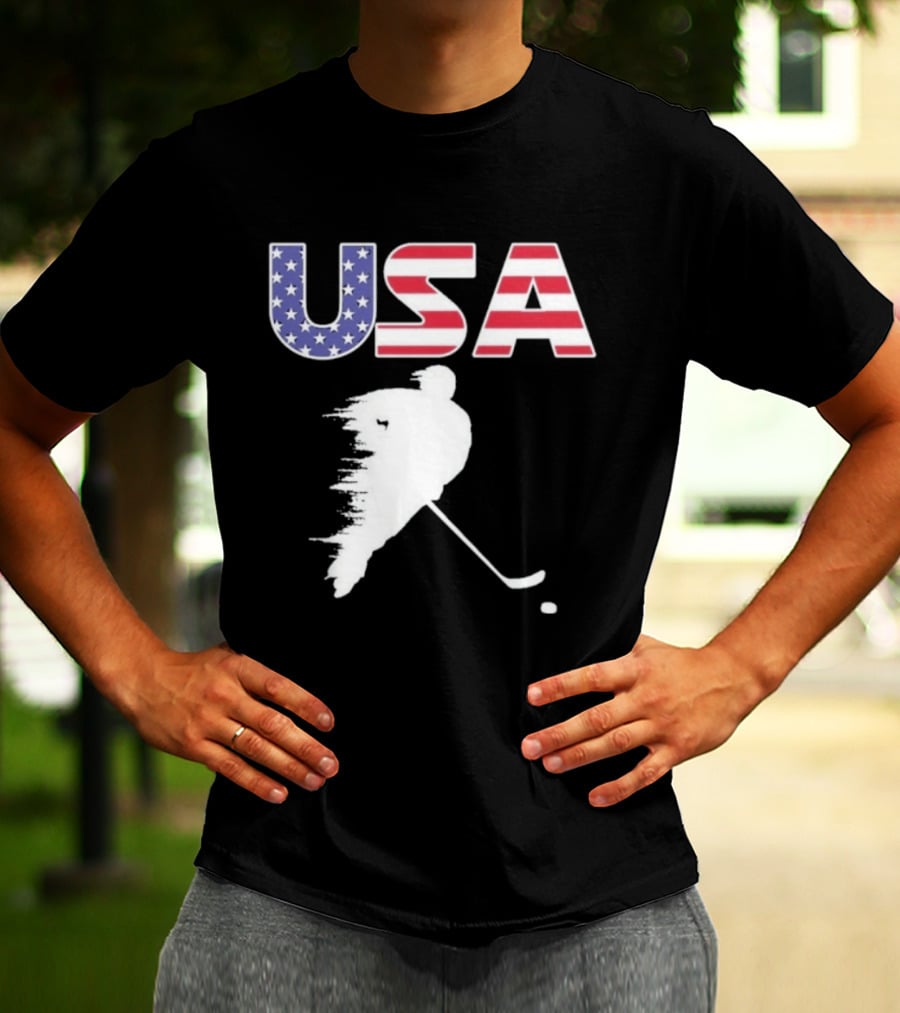 USA Stars And Stripes Ice Hockey Player T-Shirt