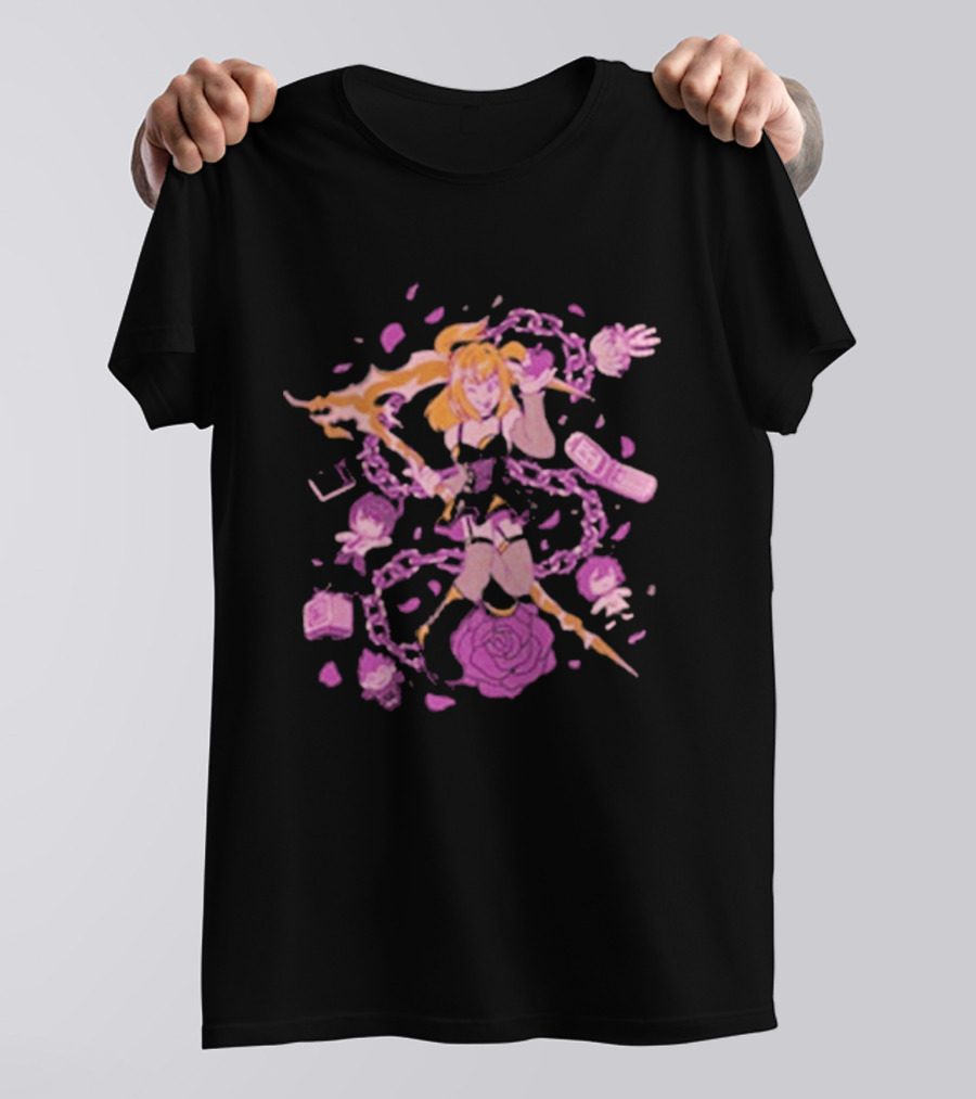 Angel Of Death Jav Anime Style Pink Chains And Rose T-Shirt