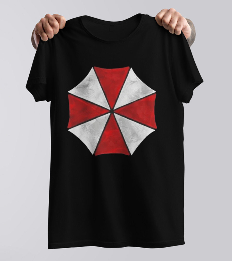 Residence Evil Umbrella Corporation Iconic Red White Umbrella T-Shirt