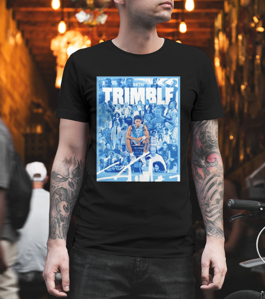 Seth Trimble North Carolina Tar Heels Basketball Collage T-Shirt