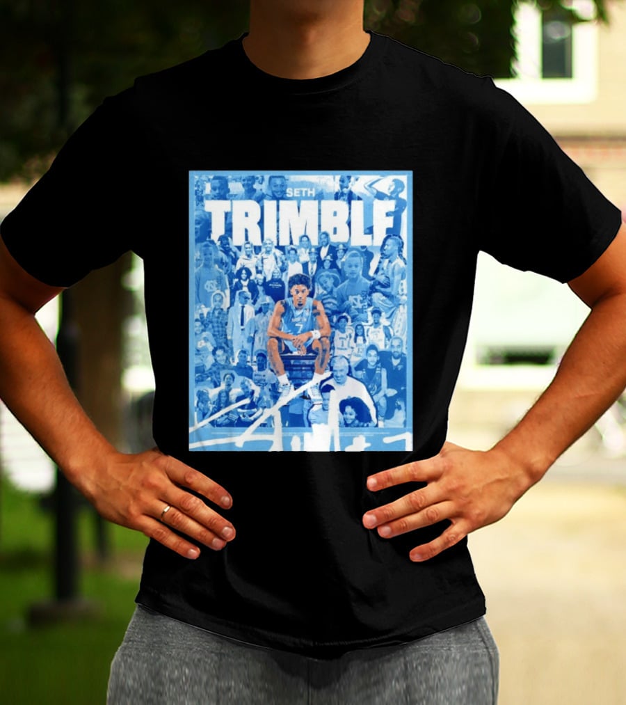 Seth Trimble North Carolina Tar Heels Basketball Collage T-Shirt