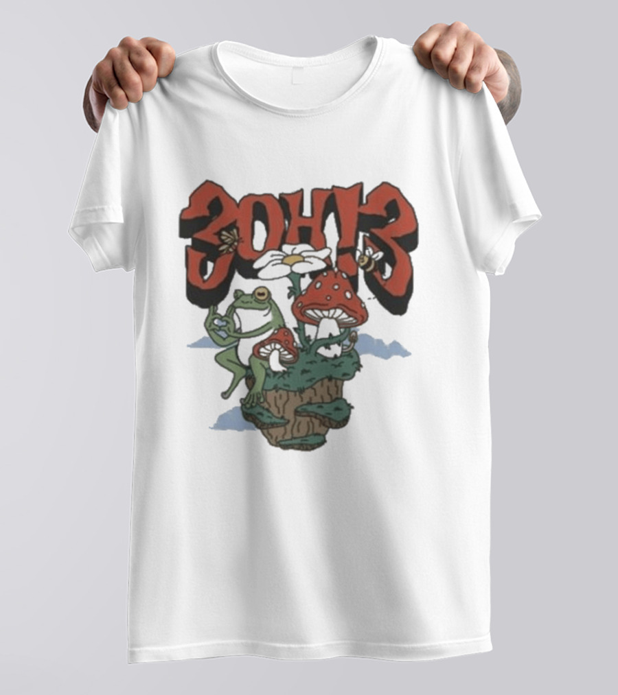 3Oh3 Mushroom Frog Fantasy With Bee And Flower T-Shirt