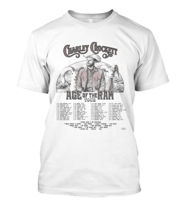 Charley Crockett Age Of The Ram Tour 2026 Full Schedule And Dates T-Shirt