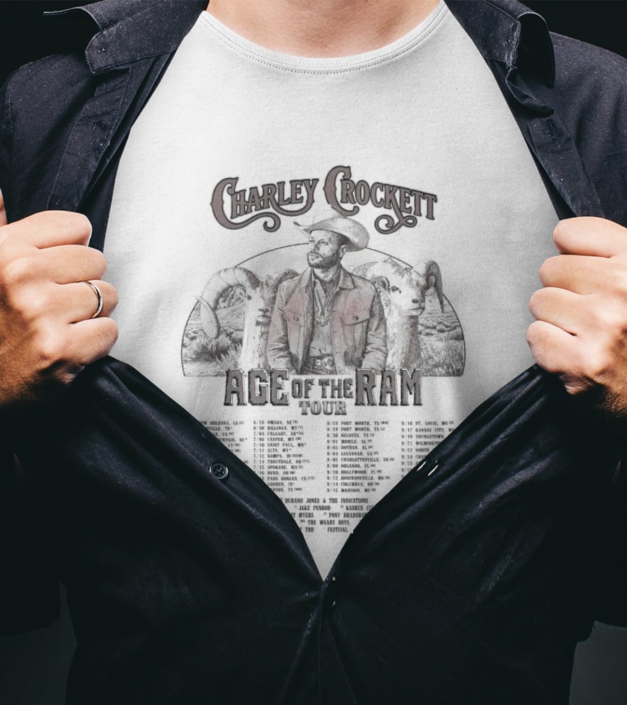 Charley Crockett Age Of The Ram Tour 2026 Full Schedule And Dates T-Shirt