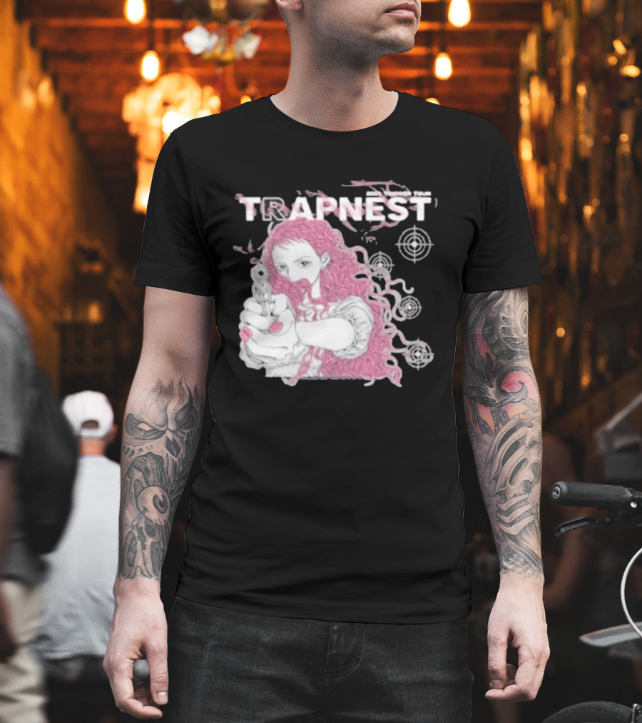 Trapnest Trigger Tour 2001 Anime Girl With Gun And Target T-Shirt