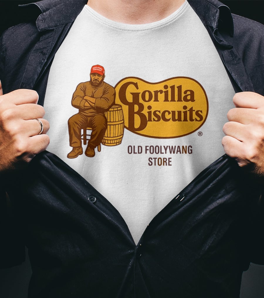 Cracker Barrel Gorilla Biscuits Old Foolywang Store Rustic Man And Barrel T-Shirt
